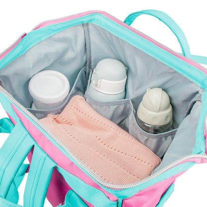 Mochila Maternidade Feminina Verde Rosa Pimpolho