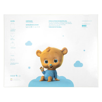 Kit Presente 5 Peças 0-6 Meses:  Camiseta, Babador, Tapa Fraldas, Touca E Sapatinho Fem Pimpolho