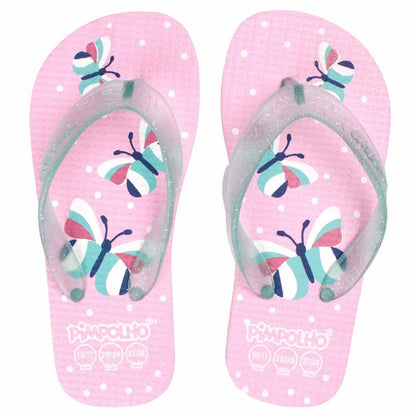 Chinelo Praiana Kids Rosa/Borboleta Fem Pimpolho