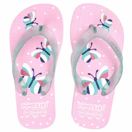 Chinelo Praiana Kids Rosa/Borboleta Fem Pimpolho